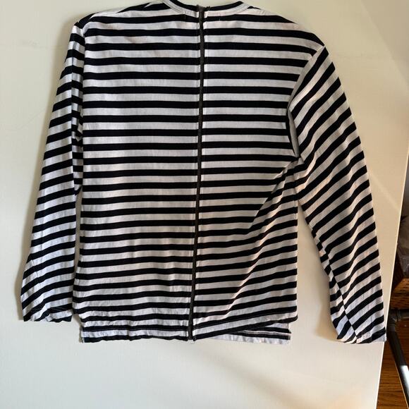 COMME des GARÇONS Shirt | Asymmetrical Striped Long Sleeve T Shirt Wool Small - Picture 6 of 9